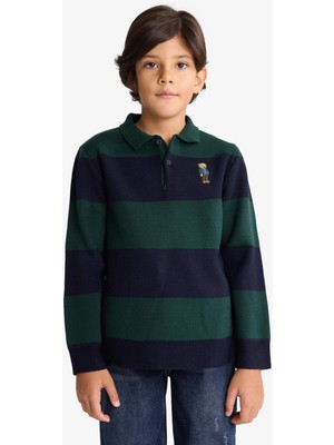 DeFacto Polo Yaka Renk Bloklu Triko Kazak Erkek Çocuk G3078A825WN