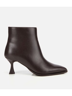 Hotiç Kadın Deri Kahverengi Sivri Burunlu Bilekte Topuklu Bot