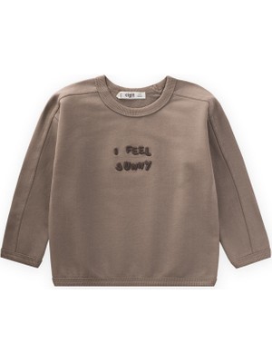 Cigit Nakışlı Sweatshirt 1-7 Yaş S Vizon