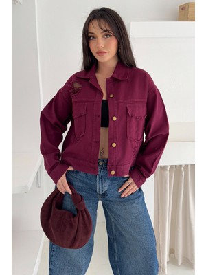 Kadın Yırtık Detaylı Crop Ceket – Dinamik & Sokak Stili