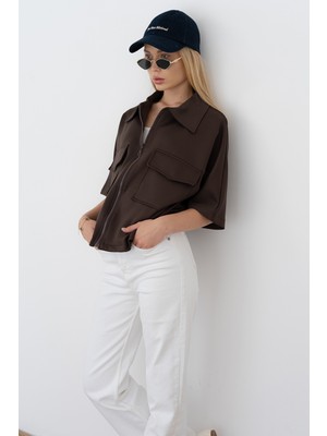 Kadın Scuba Kumaş Fermuarlı Ceket – Yapılandırılmış & Günlük Stil