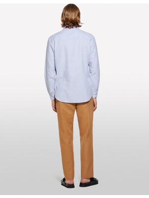 Sisley   Keten Karışımlı Çizgili Regular Fit Gömlek
