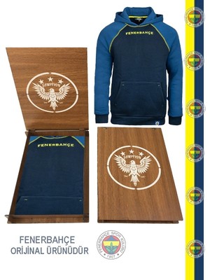 Fenerbahçe Orijinal Lacivert Kapüşonlu Sweat Hediyelik Ahşap Kutulu