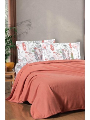 Taç Kristal Breeze Ponponlu Çift Kişilik Pike Takımı Kiremit