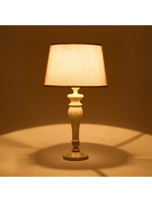 Evidea Lighting French Cottage Abajur - Eskitme Krem Ayak / Kahverengi