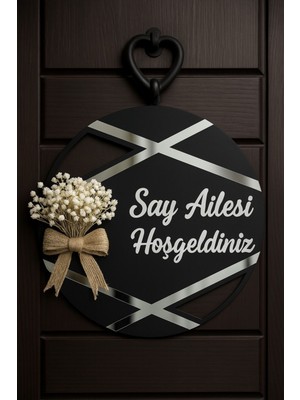 Kapı Süsü Kişiye Özel Isimli Dekoratif Gold Pleksi Dış Kapı Süsü Duvar Süsü Gümüş
