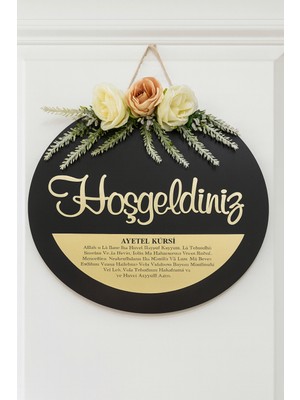 Gold Yuvarlak Pleksi Kapı Süsü Duvar Dekoru Hediyelik Süs 24CM