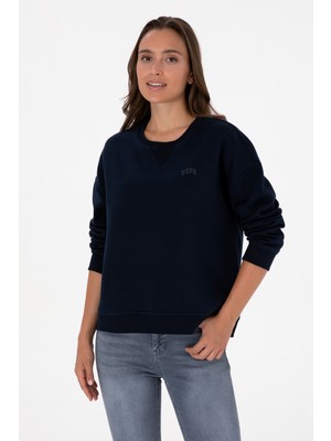 U.S. Polo Assn. Kadın Lacivert Şardonlu Bisiklet Yaka Basic Sweatshırt 50313586-VR033