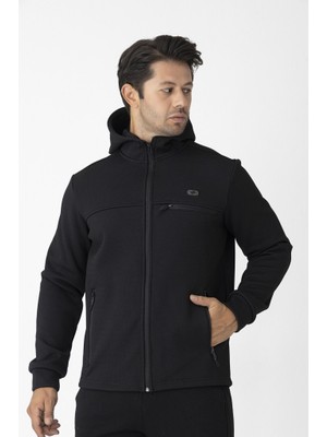 Erkek Kapüşonlu Sweatshirt Su Itici Kapüşonlu Sweatshirt Siyah Erkek Sweatshirt