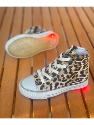 Kız Çocuk Günlük Ayakkabı, Çocuk Leopar Ayakkabı (31-35 Numara Aralığı Işıksızdır)