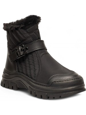 Celira Siyah Kalın Taban Paraşüt Kürklü Kadın Bot NSB521