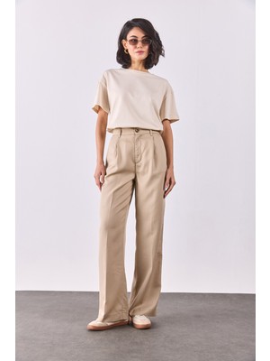 Chloe Wide Leg Palazzo Pantolon(Tencel)(Tm)-Bej