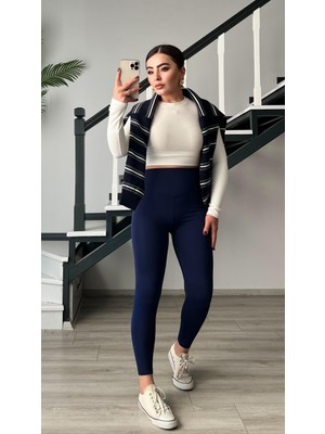 Lacivert Orjinal Marka Şardonlu Tayt