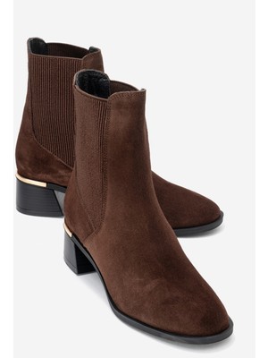 Neiva Kahverengi Süet Hakiki Deri Kadın Chelsea Bot