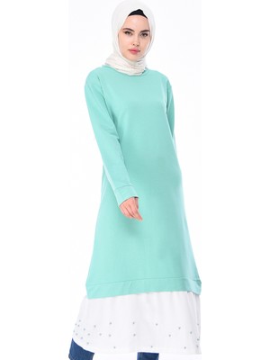 Spor Uzun Tunik 19022-03 Koyu Mint Yeşil