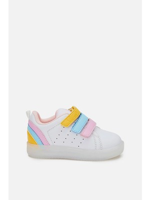 Vicco Işıklı Beyaz/Pembe Okul Öncesi Sneaker Erkek Çocuk Mikrofiber Comfort Taban