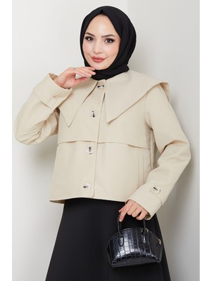 Pelerin Görünüm Astarlı Trenç 1625 - Bej