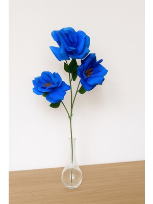 Yapay Çiçek Gül Demet 3 Lü 80 cm Mavi