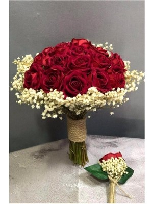 Kadife Gül I ve Damat Yakası – Yapay Çiçek Dekor, Masa Süsü, Fon