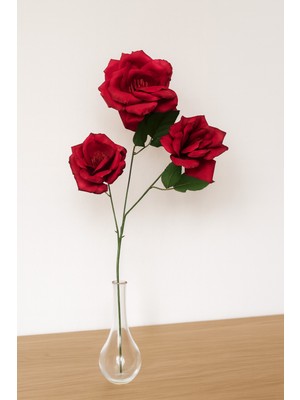 Yapay Çiçek Gül Demet 3 Lü 80 cm Kırmızı