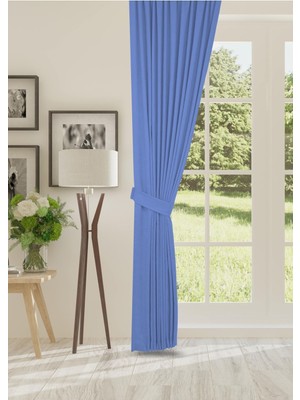 Cheap's Home Petek Dokulu Kadife Dokuma Sık (1 x 3)Pileli Fon Perde (Indigo Mavi)