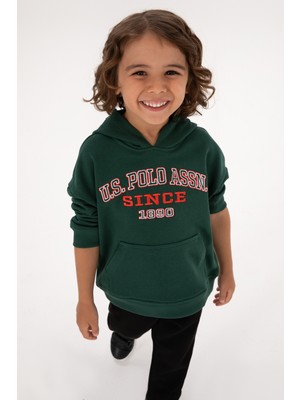 U.S. Polo Assn. Erkek Çocuk Koyu Yeşil Kapüşonlu Sweatshirt 50313842-VR079