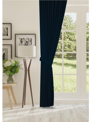 Cheap's Home Petek Dokulu Kadife Dokuma Seyrek (1 x 2)Pileli Fon Perde (Koyu Petrol)