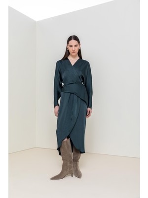 Drapeli Uzun Elbise 26W40801