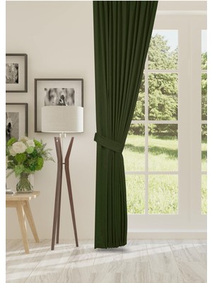 Cheap's Home Petek Dokulu Kadife Dokuma Sık (1 x 3)Pileli Fon Perde (Çimen Yeşili)