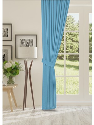 Cheap's Home Petek Dokulu Kadife Dokuma Seyrek (1 x 2)Pileli Fon Perde (Turkuaz)