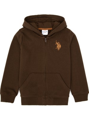 U.S. Polo Assn. Erkek Çocuk Kahverengi Fermuarlı Kapüşonlu Sweatshirt 50316706-VR029