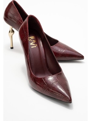 Hudson Bordo Baskı Kadın Topuklu Ayakkabı