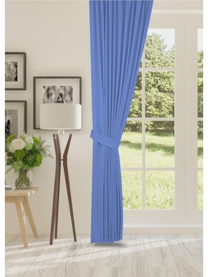 Cheap's Home Petek Dokulu Kadife Dokuma Seyrek (1 x 2)Pileli Fon Perde (Indigo Mavi)