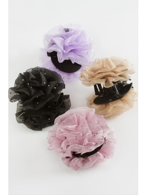 Gül Tüllü Mandal Toka 8 cm