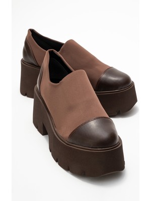 Grena Kahverengi Cilt Scuba Kadın Kalın Tabanlı Günlük Ayakkabı