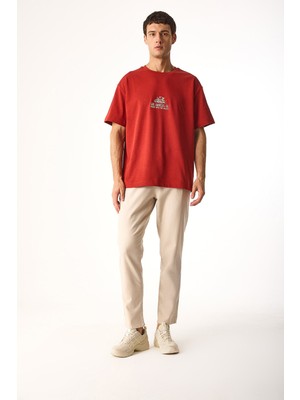 Alfred Beli Lastikli Keten Pantolon-Bej