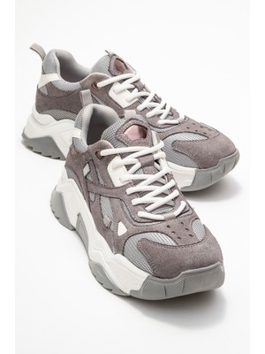 Lecce Gri Süet Kadın Spor Ayakkabı