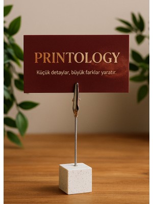 Metal Not Tutucu Metal Kıskaçlı Notluk Mermer Desenli Masaüstü Not Tutacağı