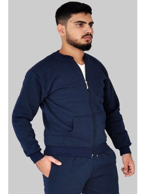 Lacivert Fermuarlı 3 Iplik Mont