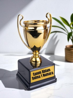 Canım Ablam Yazılı Ödül Başarı Şampiyonluk Kupası - Ablaya Hediyelik Hediye Kutusu Eşyası