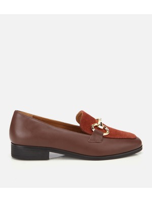 Hotiç Kadın Süet Deri Acı Kahverengi Tokalı Klasik Loafer