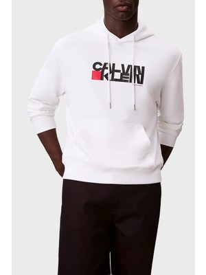 Calvin Klein Pamuklu Regular Fit Kapüşonlu Logolu Sweat LV04RD258GYAF Erkek Sweat LV04RD258G Yaf