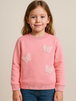 Kız Çocuk Kelebek Desenli Sweatshirt