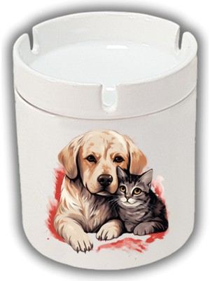 Kedi Köpek Dostluğu Baskılı Küllük Kül Tablası