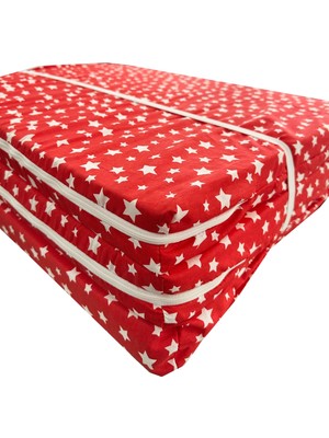 Katlanır Minder Yer Minderi Süngerli Minder Taşınabilen Tek Kişilik 80X180 Kırmızı Yıldız 6 cm