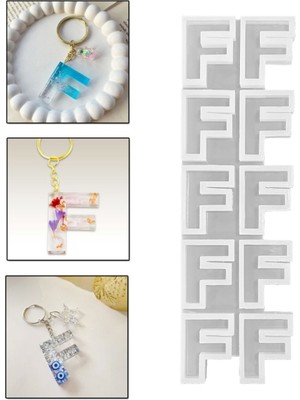 Epoksi Çoklu Silikon Kalıp Düz F Harfi Anahtarlık Reçine Seri Döküm Kalıbı 4 cm 10 Lu