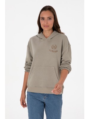 U.S. Polo Assn. Kadın Açık Haki Kapüşonlu Sweatshirt 50307796-VR183