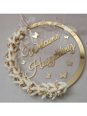 Şeffaf Pleksili Kapı Süsü, Duvar Süsü, Duvar Dekoru, Hediyelik Ürün Gold 28CM