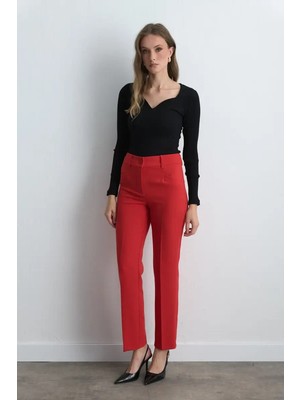 Gusto Boru Paça Pantolon - Kırmızı