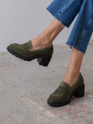 Caly Haki Süet Hakiki Deri Kadın Makosen